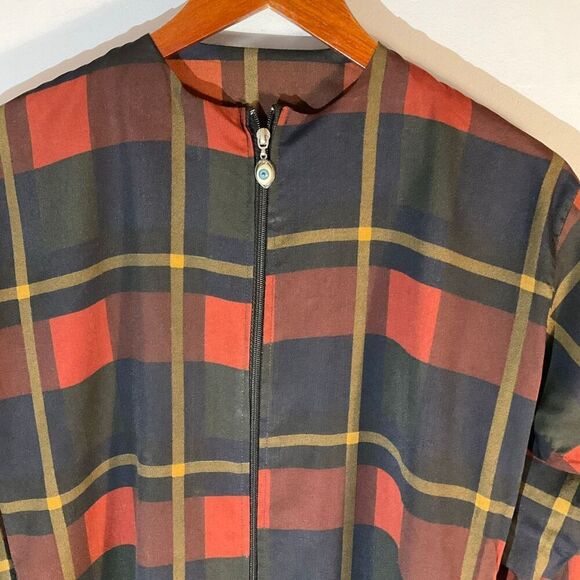 Plaid Zip up Overshirt, Small Evil Eye Zip Pull. Tunic. Dark Academia - Picture 2 of 11